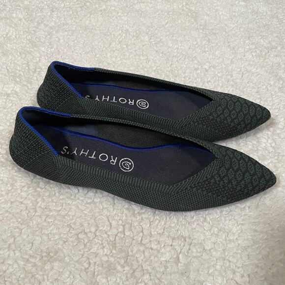 Rothy's The Point Emerald Green Python Ballet Flats Print 9 - Picture 3 of 5